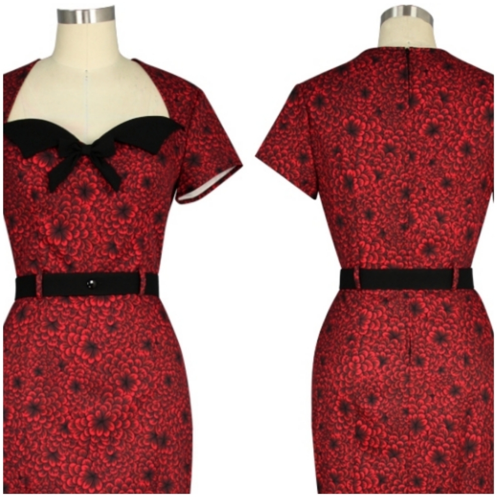 ⚡ Plus Size Fishtail Wiggle Pencil Pin Up Dress - Picture 4 of 5